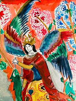 « Raphaël ange de l’illumination » aquarelle de style persan et d’inspiration persane