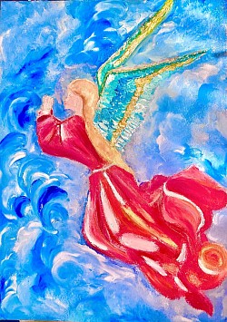 « Angelus » Huile sur papier