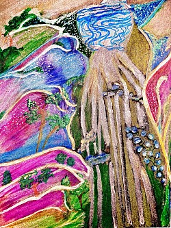 D’après une célèbre estampe conservée à Boston : crayon à l’huile et aquarelle