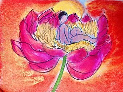 « Naissance de Bouddha » , pastel à l’huile