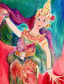 « Apsara khmère » pastel à l’huile