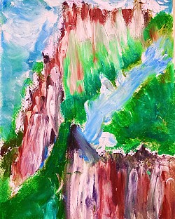 « J’ai vu des fleuves d’eau vive » peinture à l’huile sur papier fort