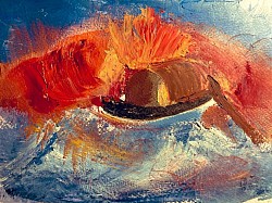 Peinture à l’huile sur papier fort : « Mon cœur chavirant »