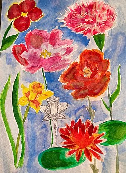 « Jardin surréaliste » format A5, aquarelle